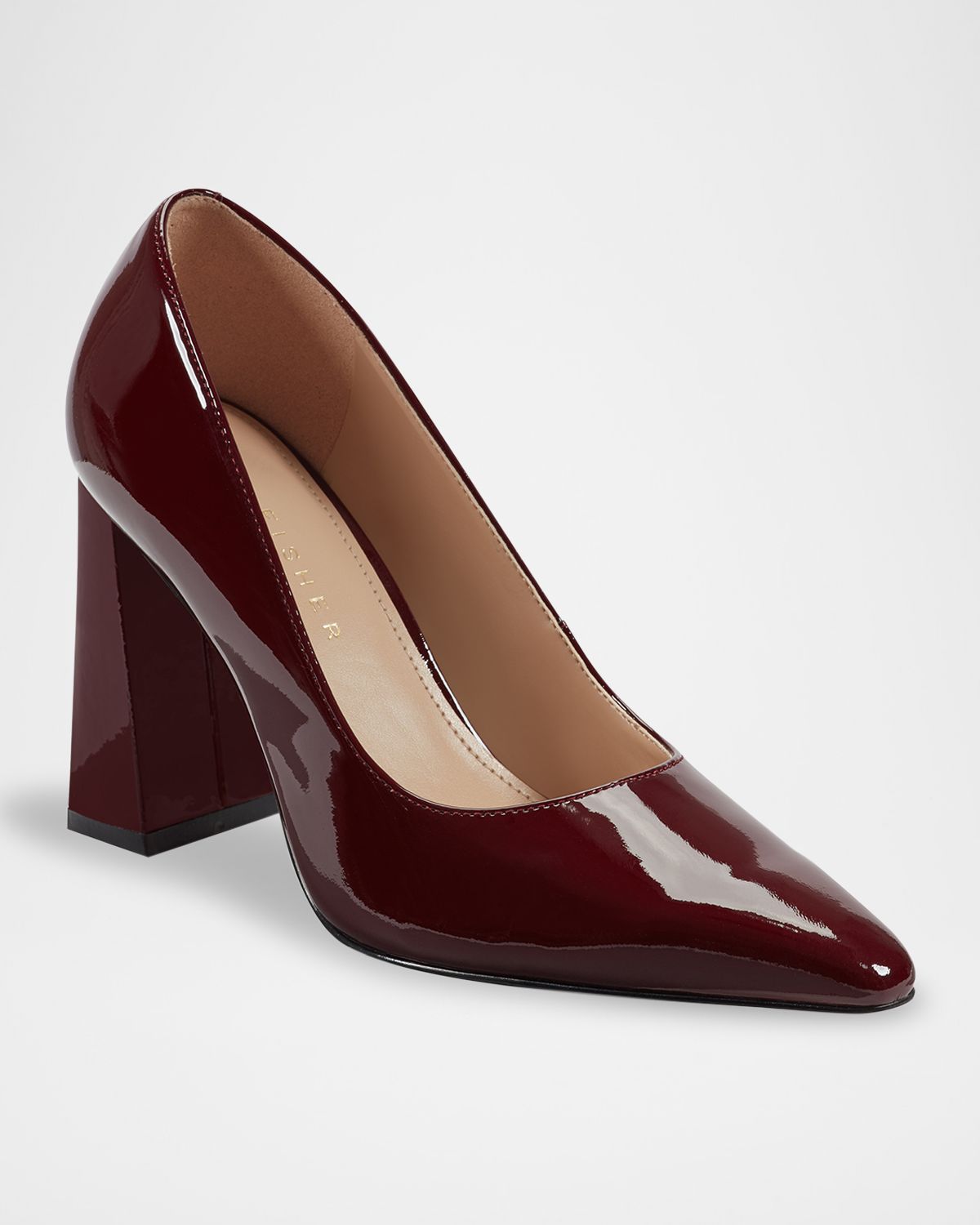 Marc Fisher LTD Minny Patent Leather Snip Toe Block-Heel Pumps