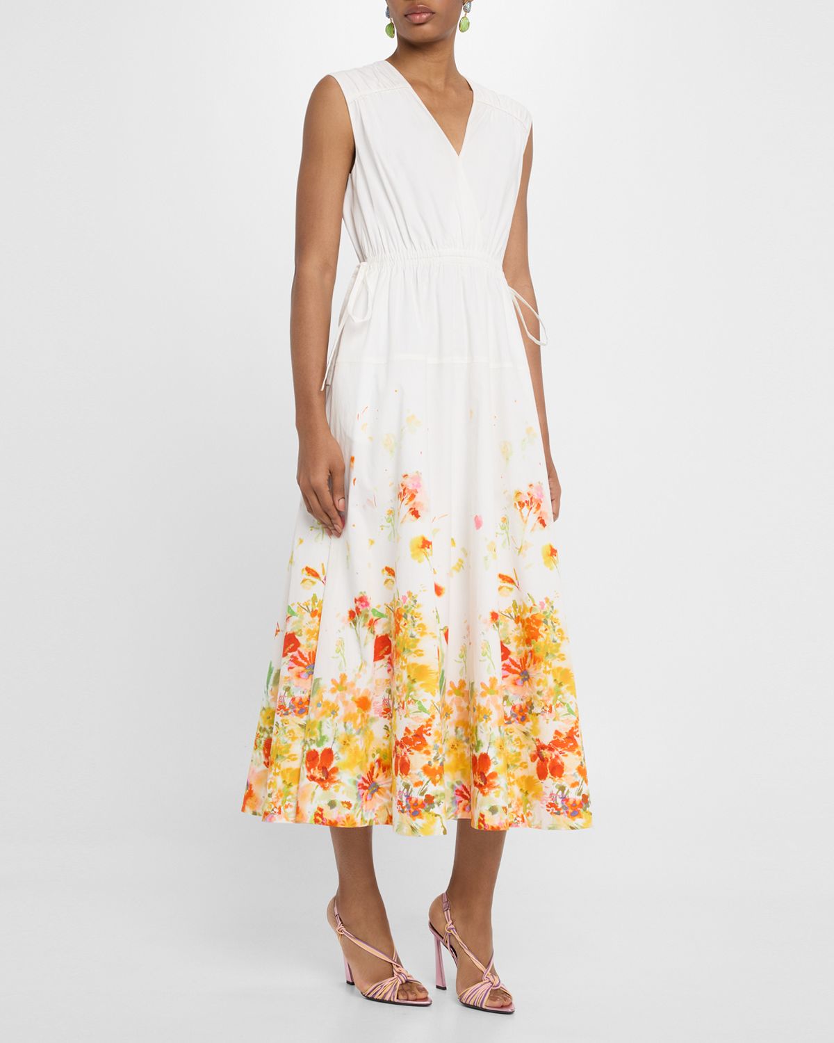 Derek Lam 10 Crosby Nara Border-Print Cotton Poplin Maxi Dress