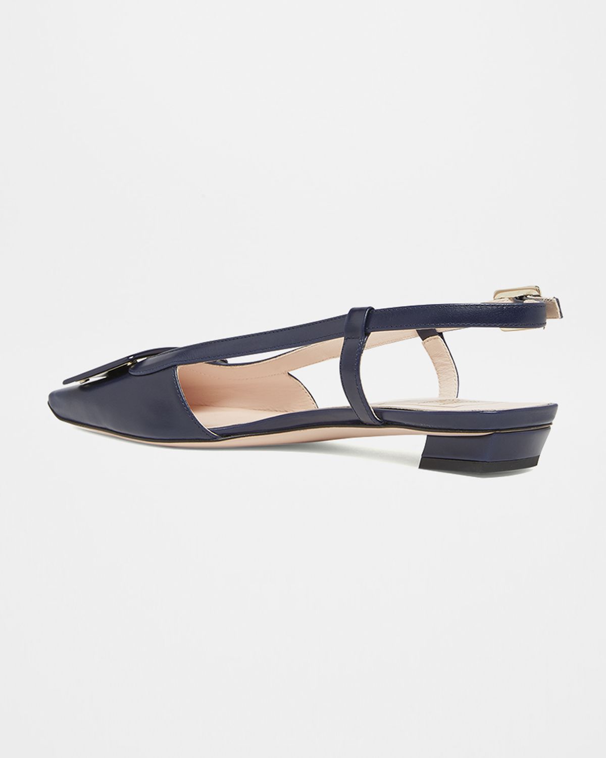 Roger Vivier Belle Vivier Leather Buckle Kitten-Heel Slingback Pumps