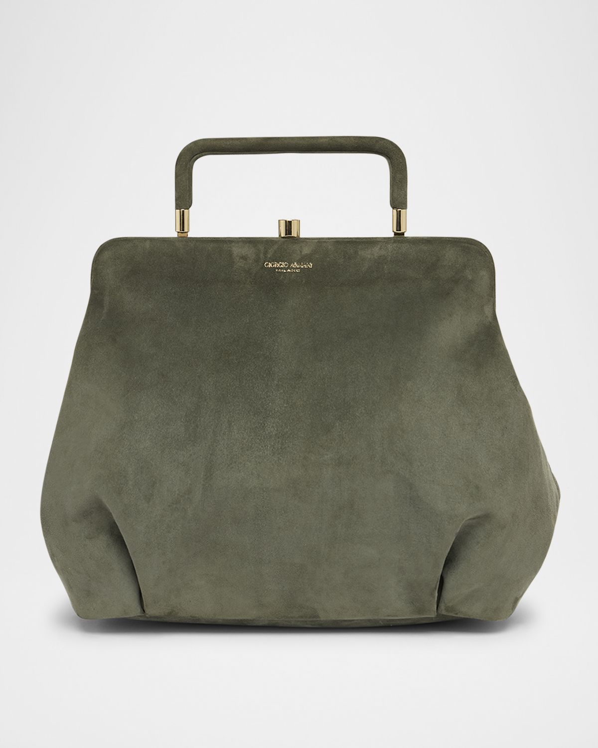 Giorgio Armani Pleated Suede Shoulder Bag