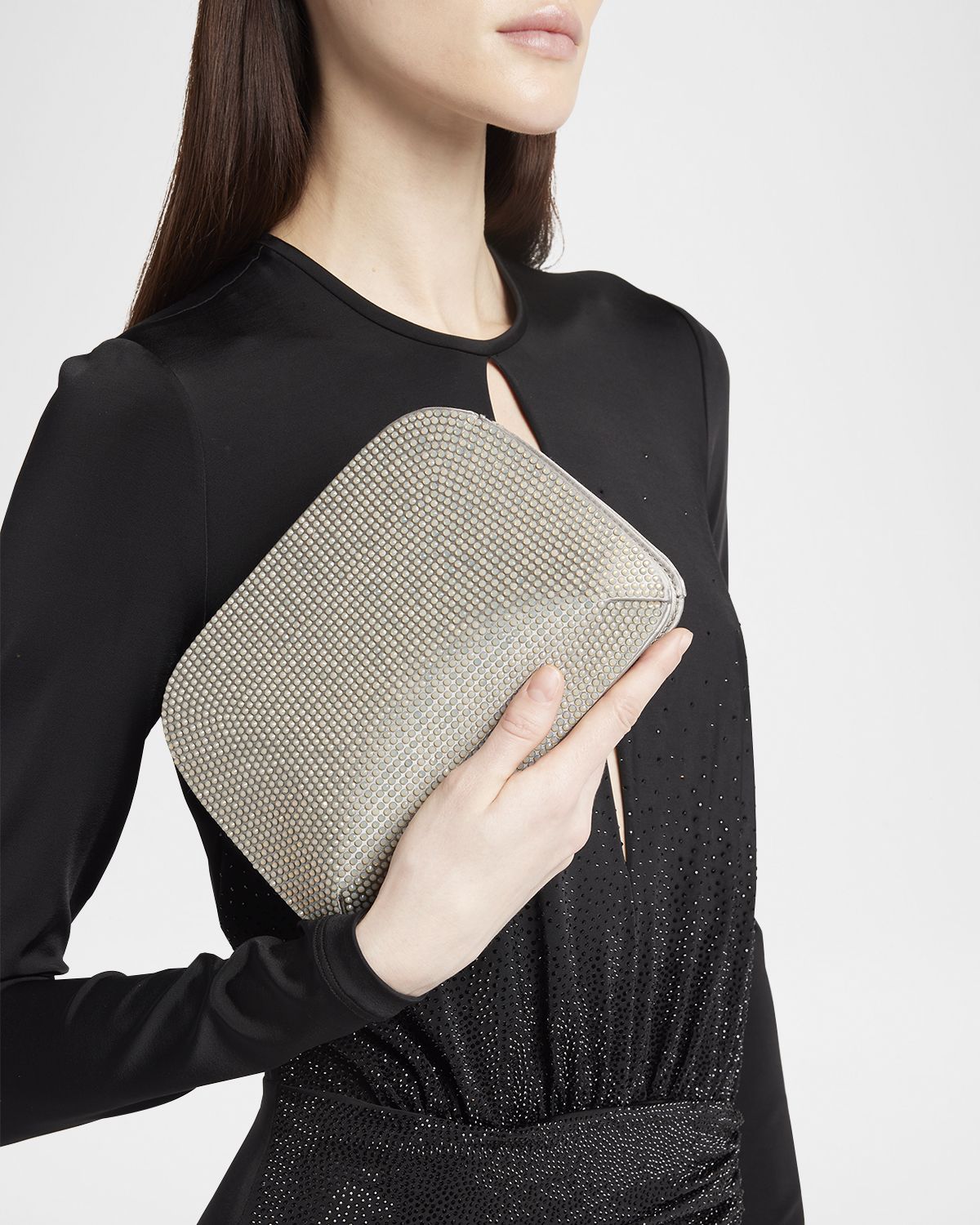 Giorgio Armani La Prima Rhinestone Satin Clutch Bag