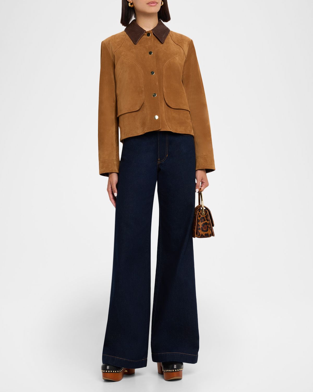 Veronica Beard Walters Cropped Suede Jacket