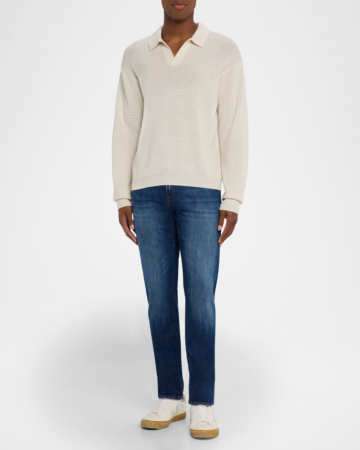 FRAME Men 's Knit Wool and Cashmere Johnny Collar Sweater