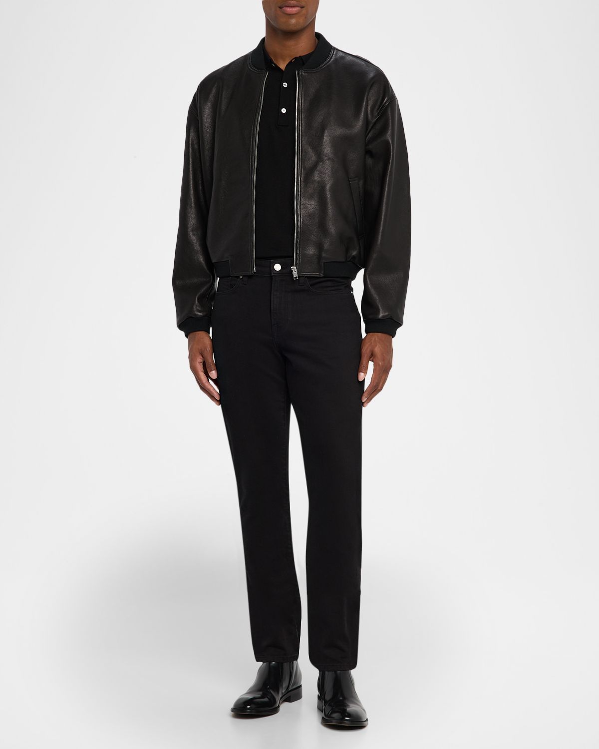 FRAME Men 's Leather Full-Zip Bomber Jacket