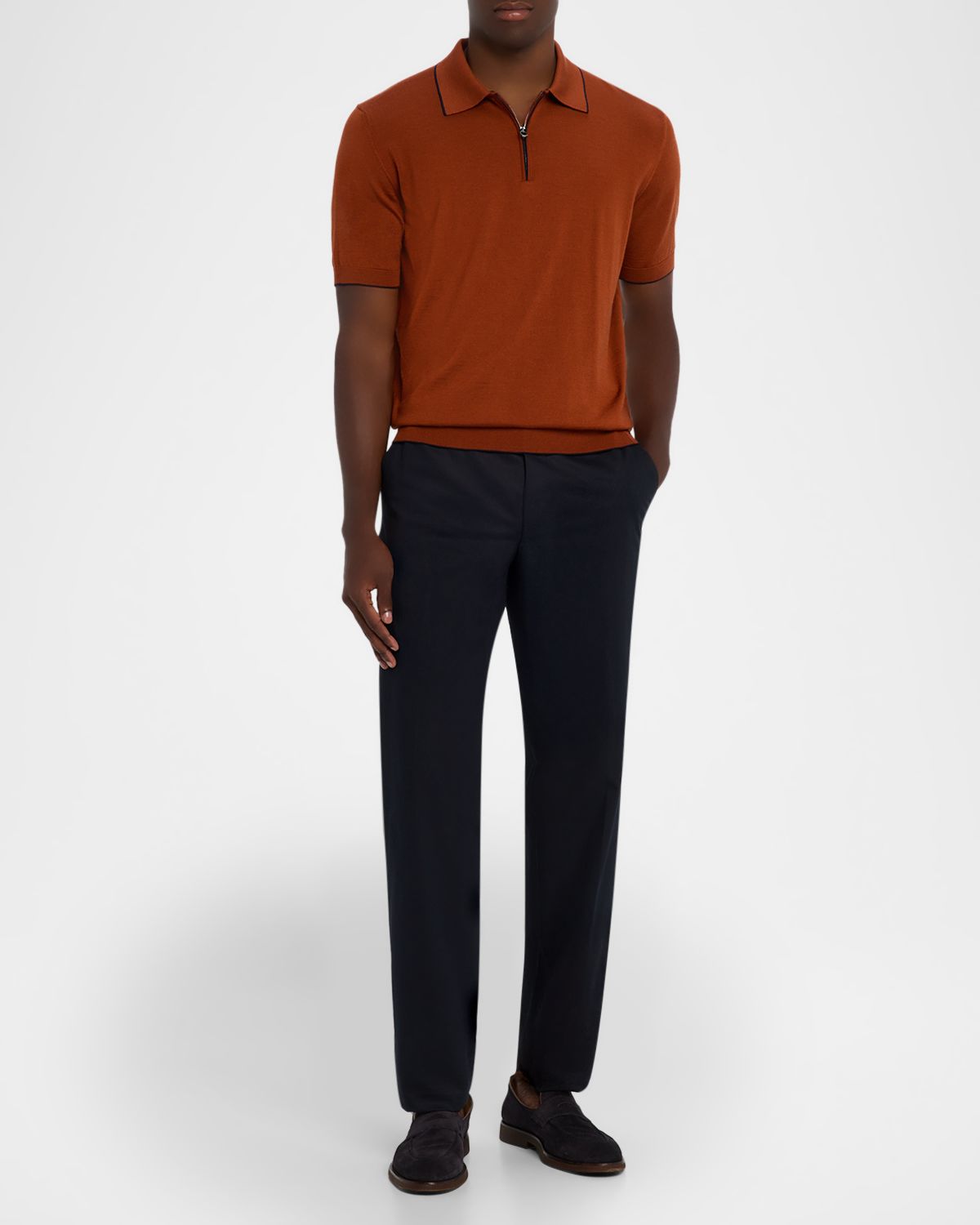 Stefano Ricci Men 's Quarter-Zip Short Sleeve Polo Sweater