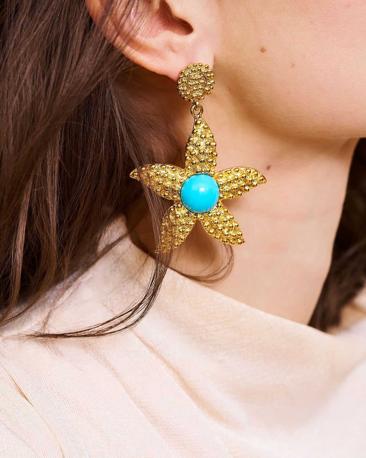 Kenneth Jay Lane Starfish Cabochon Earrings
