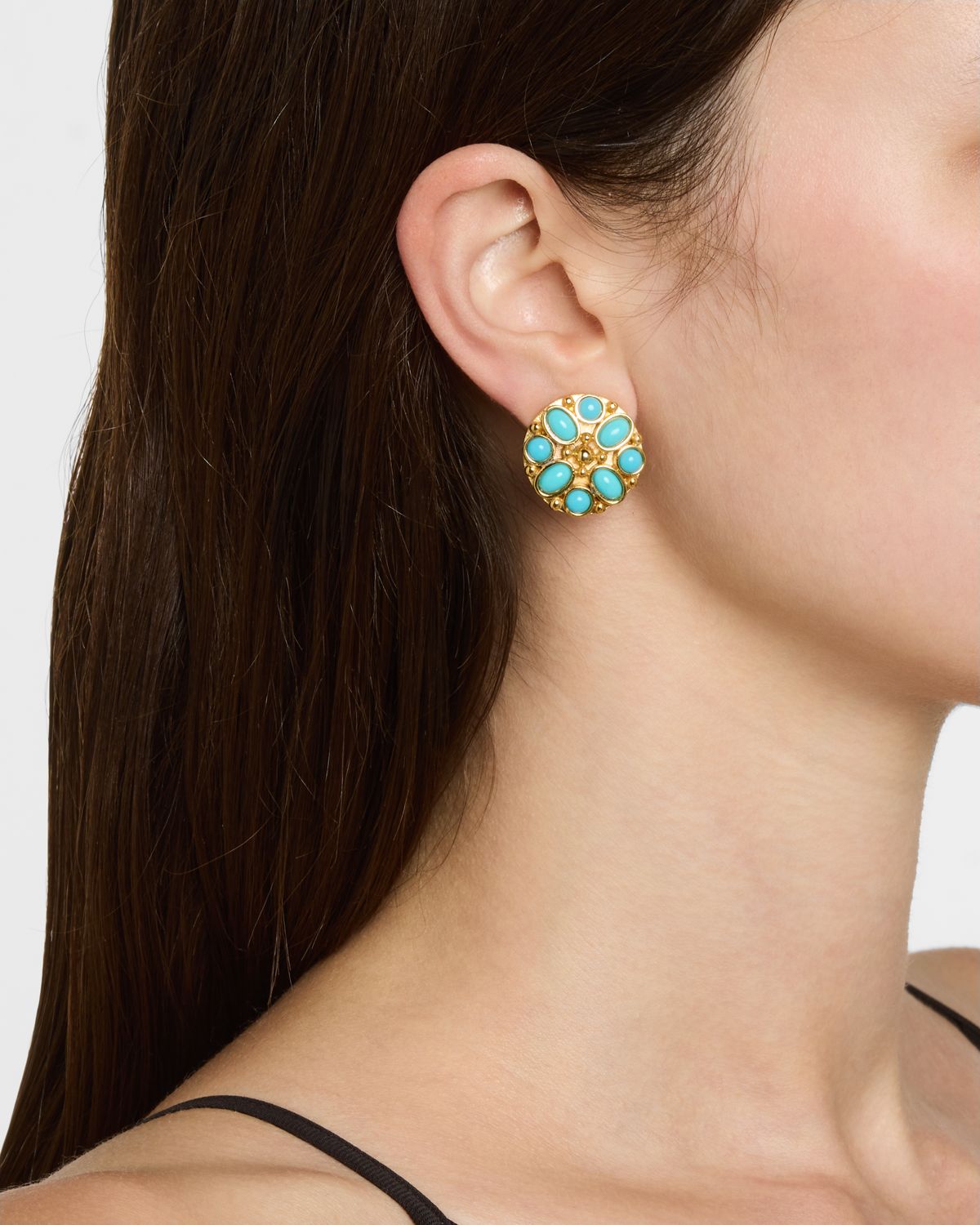 Kenneth Jay Lane Resin Cabochon Button Clip-On Earrings