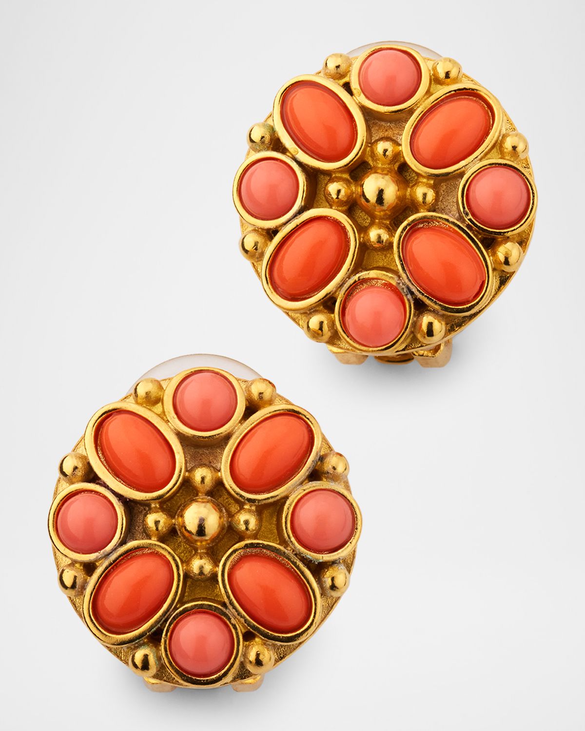 Kenneth Jay Lane Resin Cabochon Button Clip-On Earrings