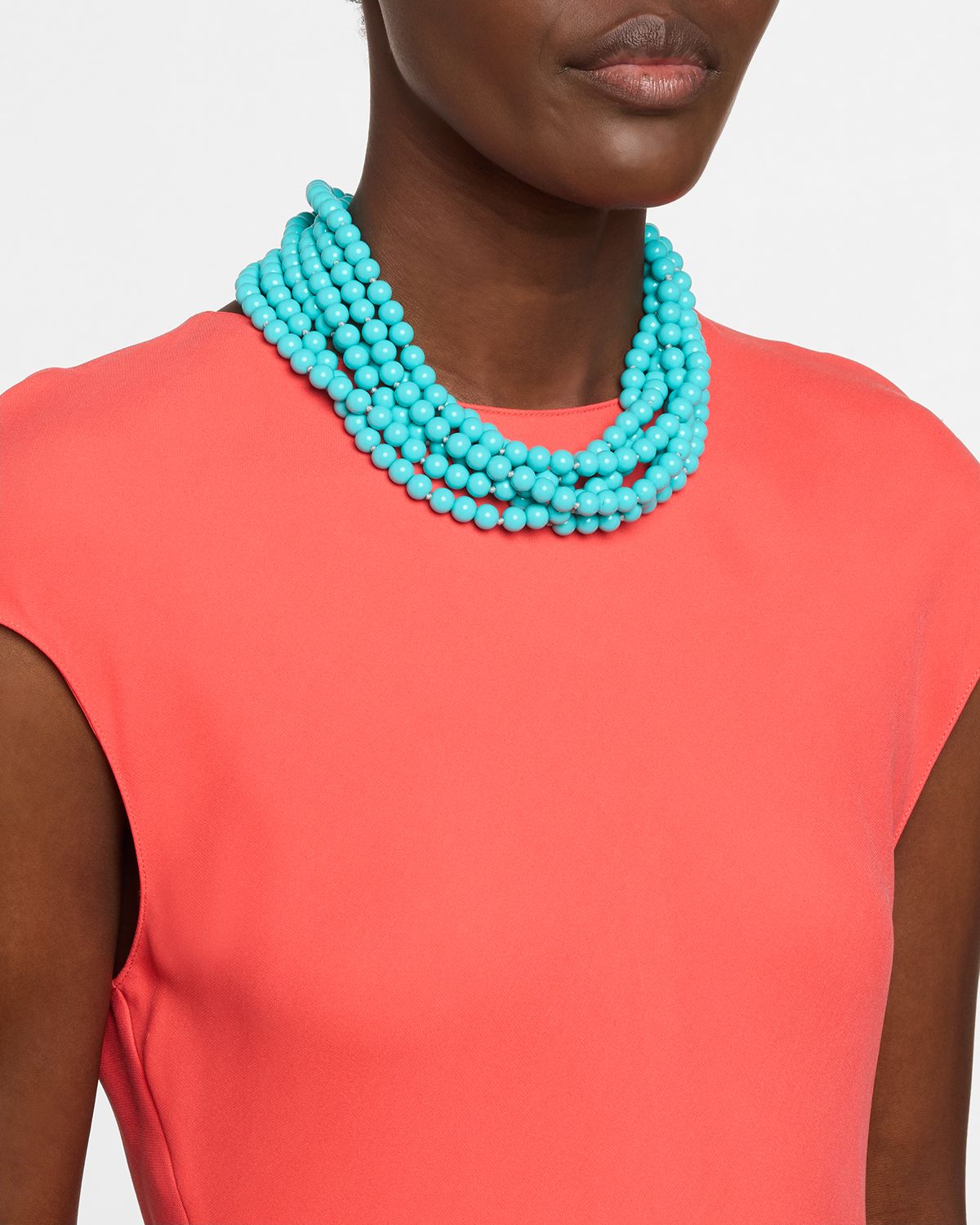 Kenneth Jay Lane Six Row Turquoise Bead Necklace