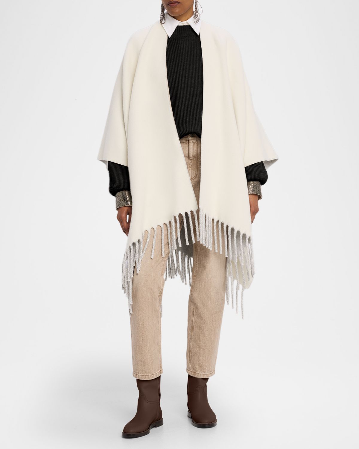 Brunello Cucinelli Reversible Cashmere Poncho