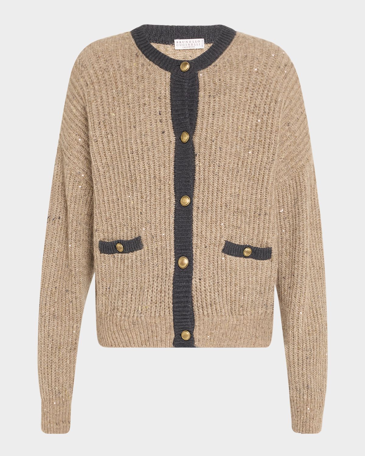 Brunello Cucinelli Wool-Mohair Pailette Bicolor Cardigan
