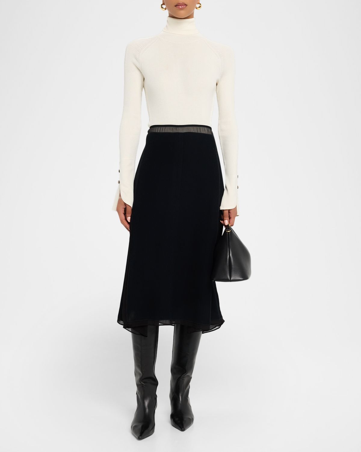 Proenza Schouler Belle Ribbed Silk Cashmere Turtleneck