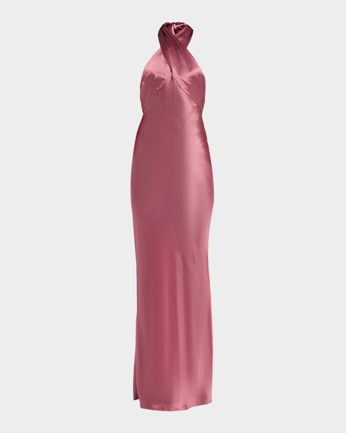 Retrofete Wrenley Satin Crisscross Halter Gown