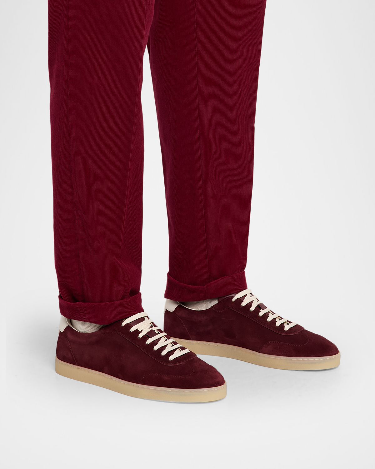 Brunello Cucinelli Men 's Suede T-Toe Low-Top Sneakers