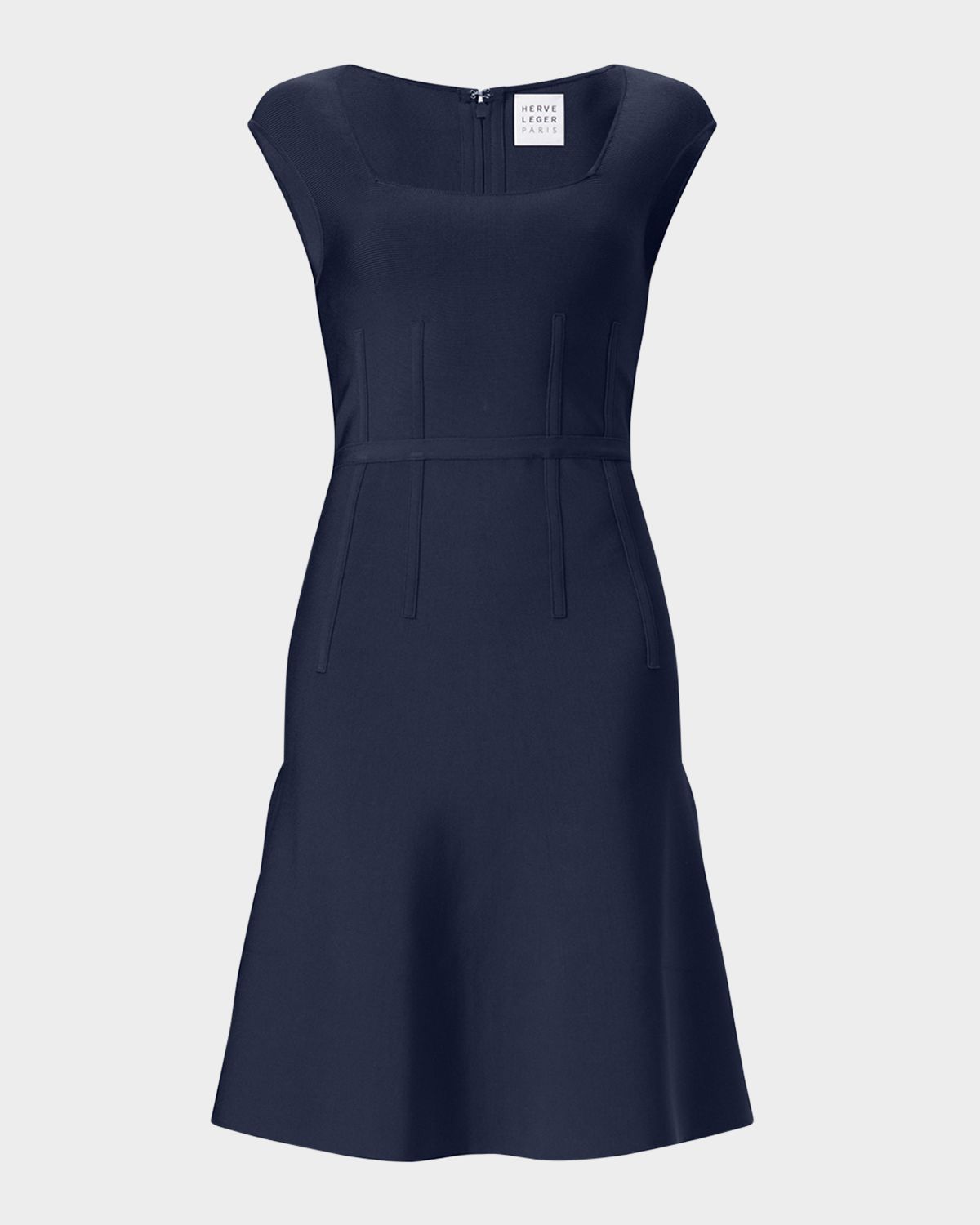 Herve Leger The Beatrice Seamed Cap-Sleeve Dress