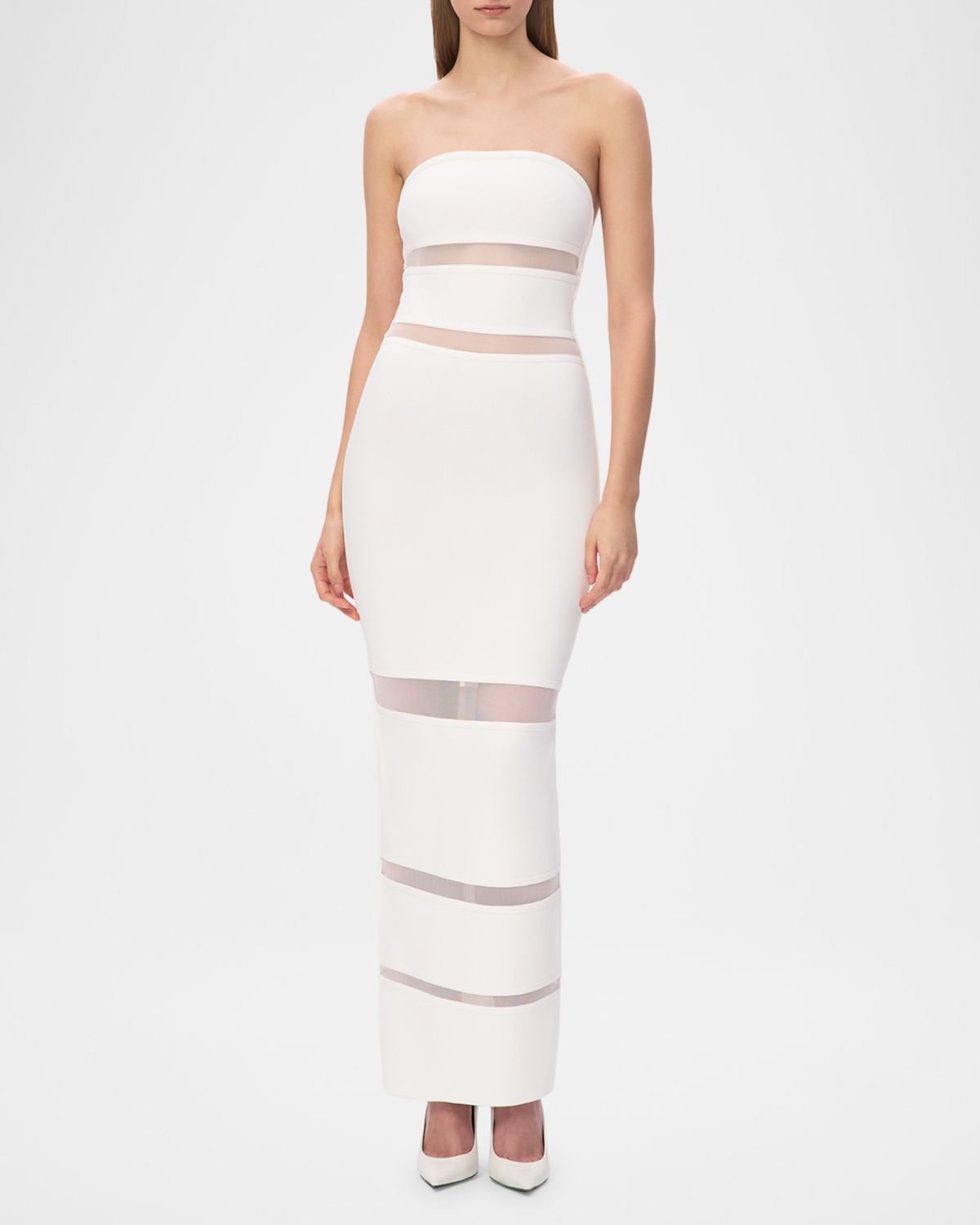 Herve Leger The Vera Strapless Illusion-Insert Column Gown