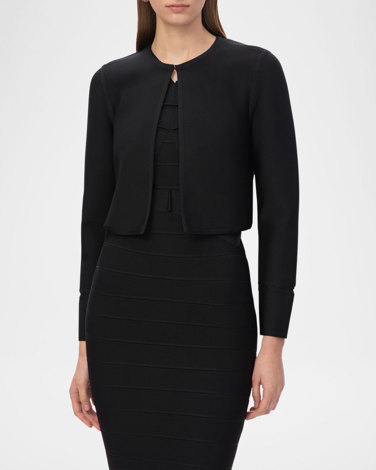 Herve Leger The Lucia Cropped Crewneck Jacket