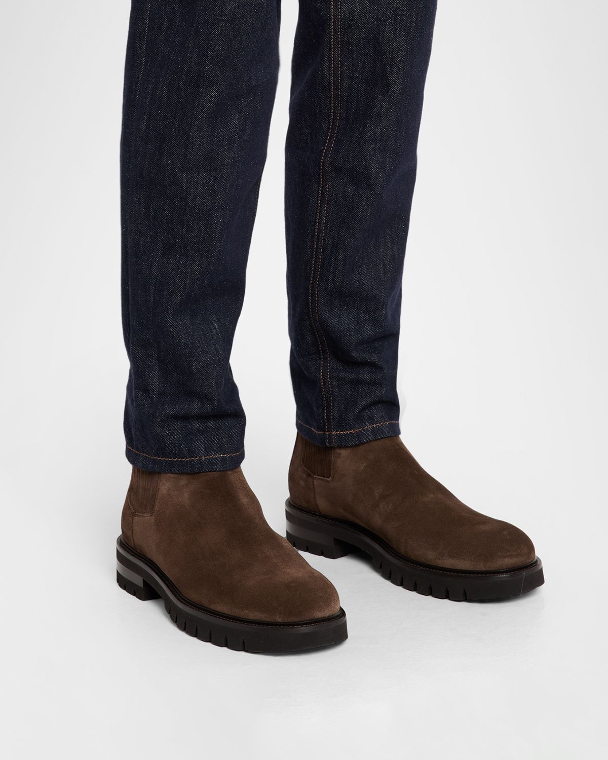 Ferragamo Men 's Asphalt Suede Chelsea Boots