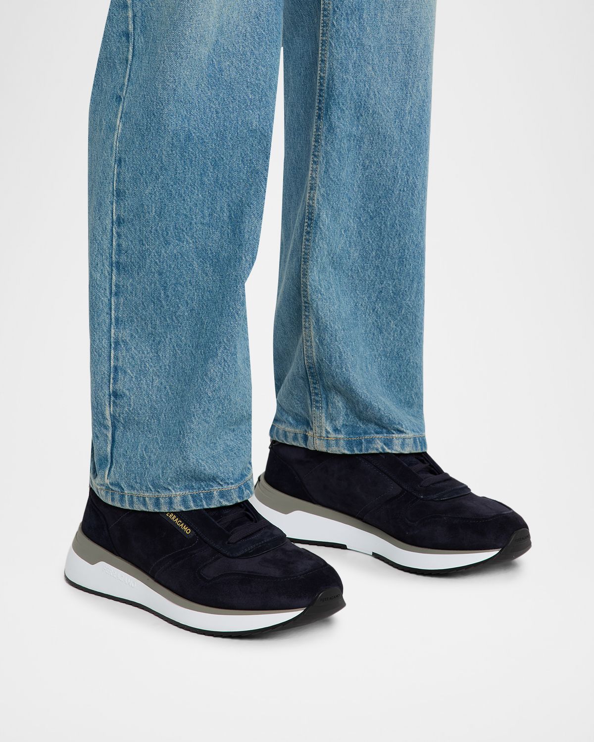 Ferragamo Men 's America Suede Low-Top Sneakers