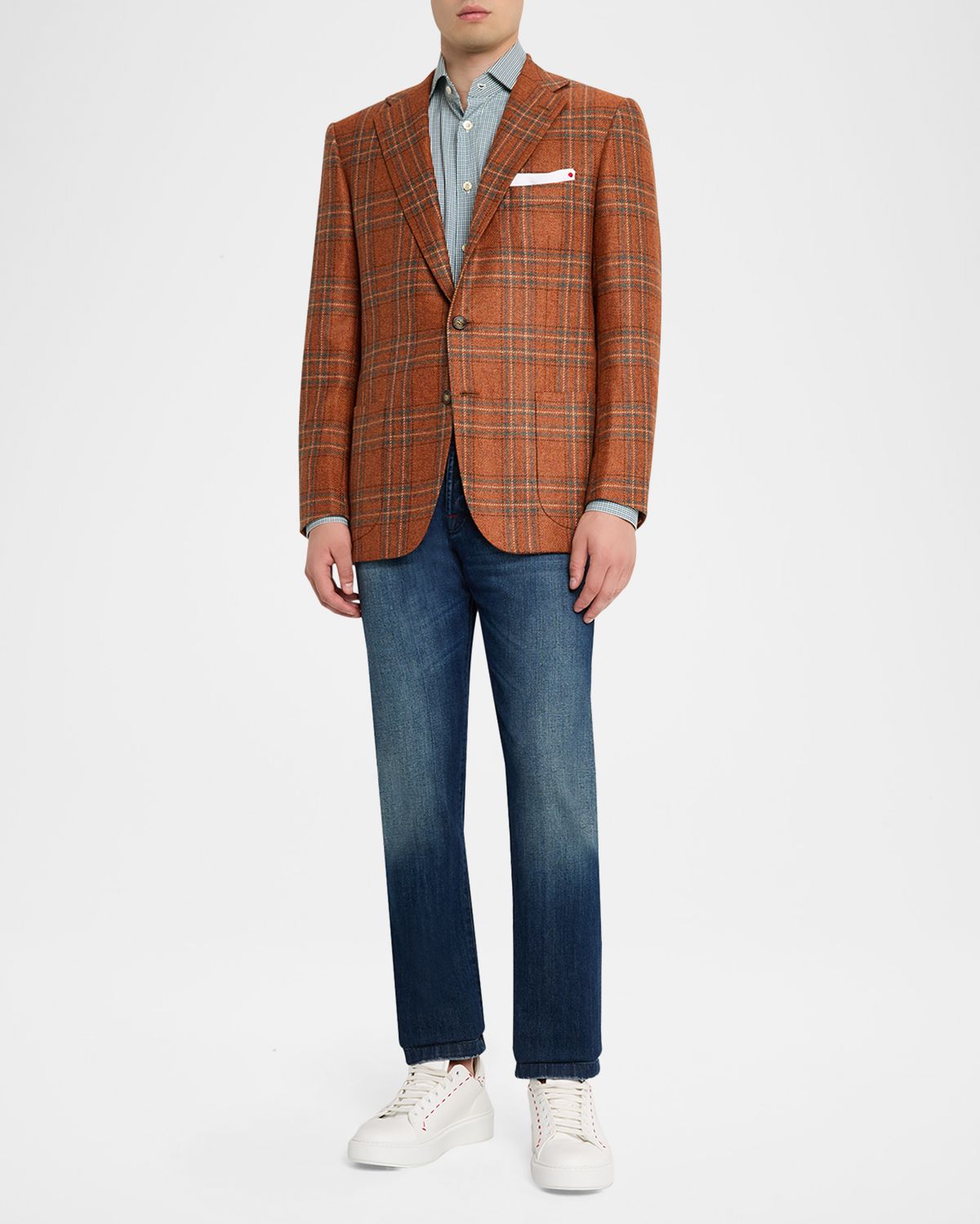 Kiton Men 's Cashmere Glen Plaid Sport Coat