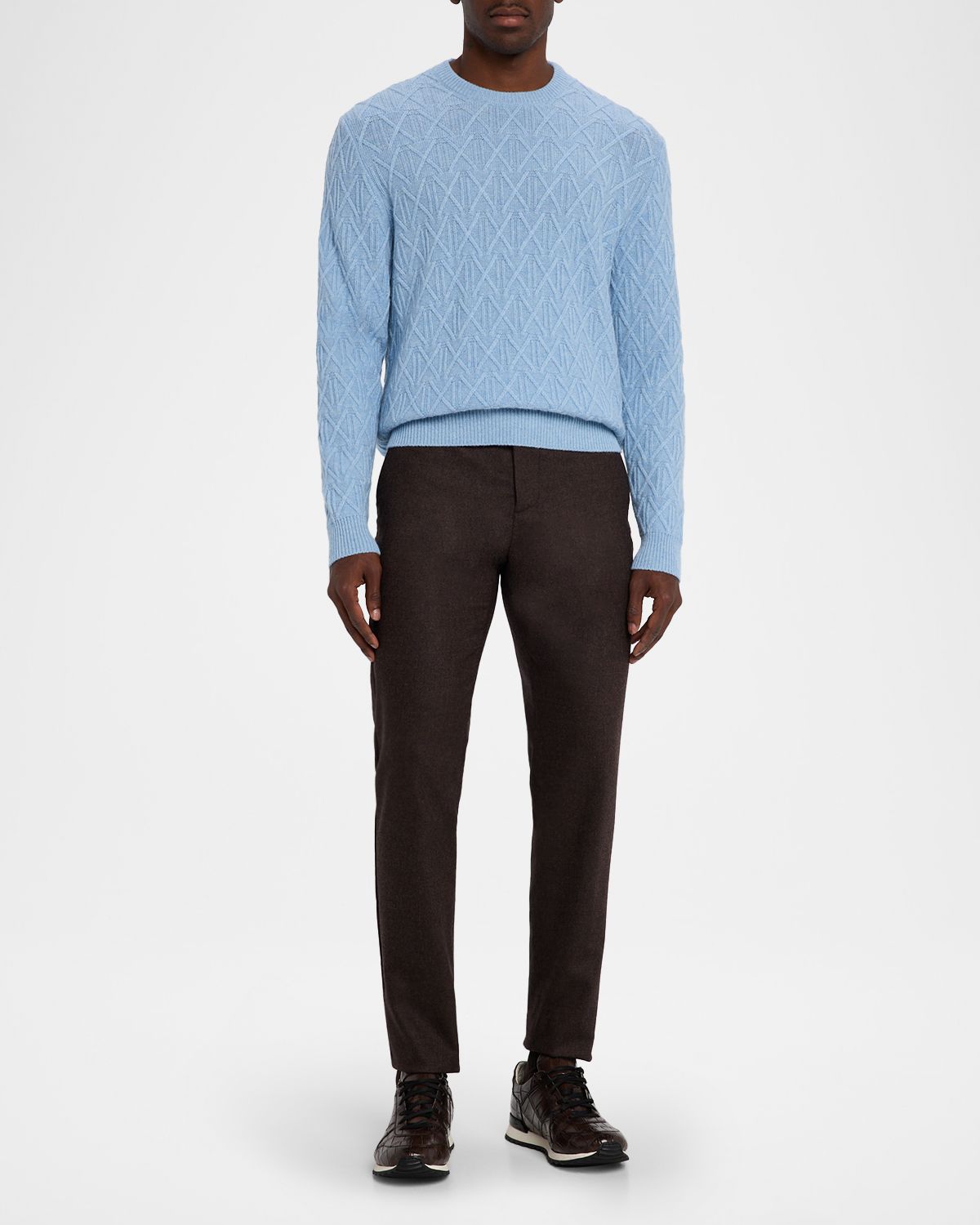 Kiton Men 's Wool Flannel Slim Flat-Front Pants