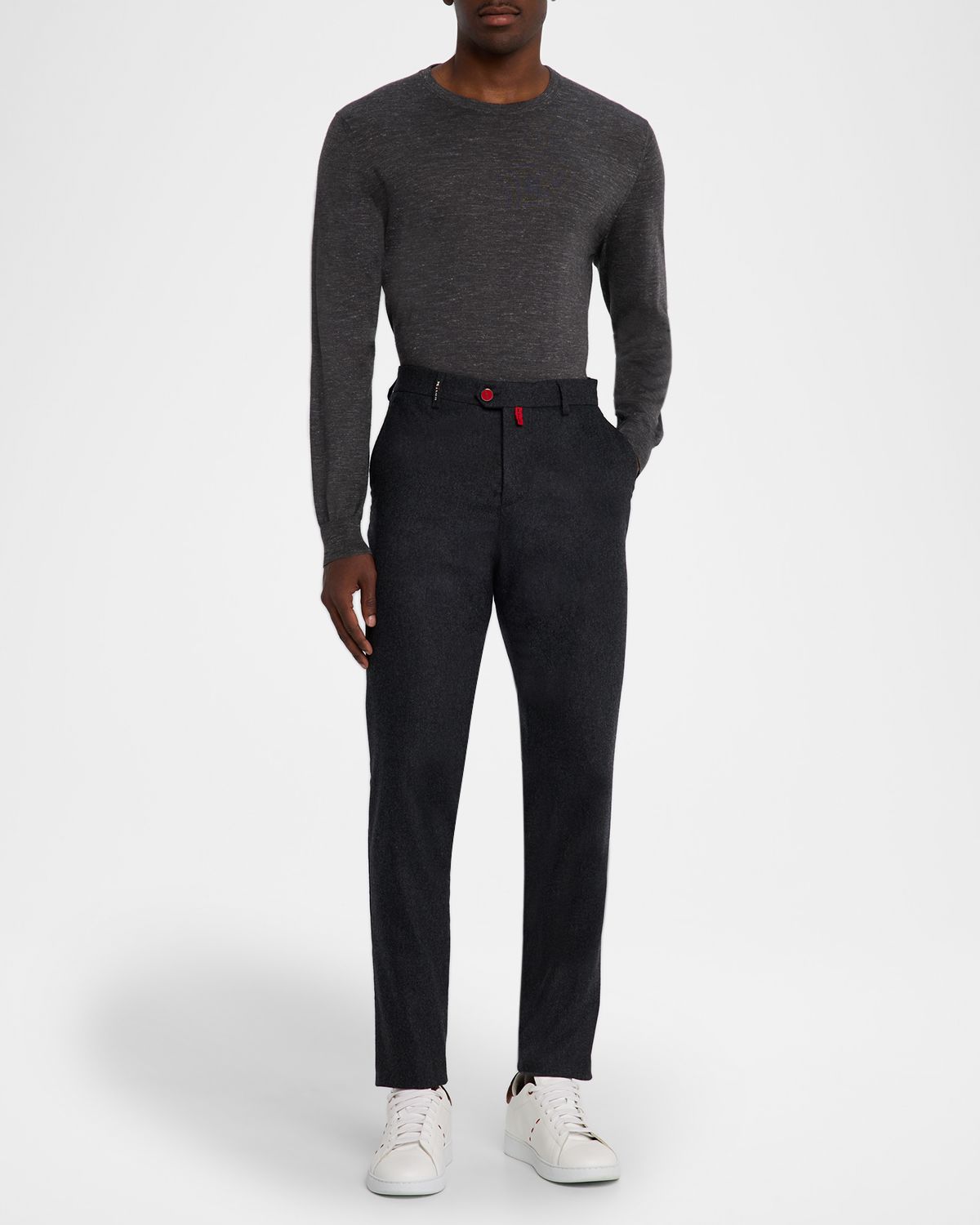 Kiton Men 's Wool Flannel Slim Flat-Front Pants