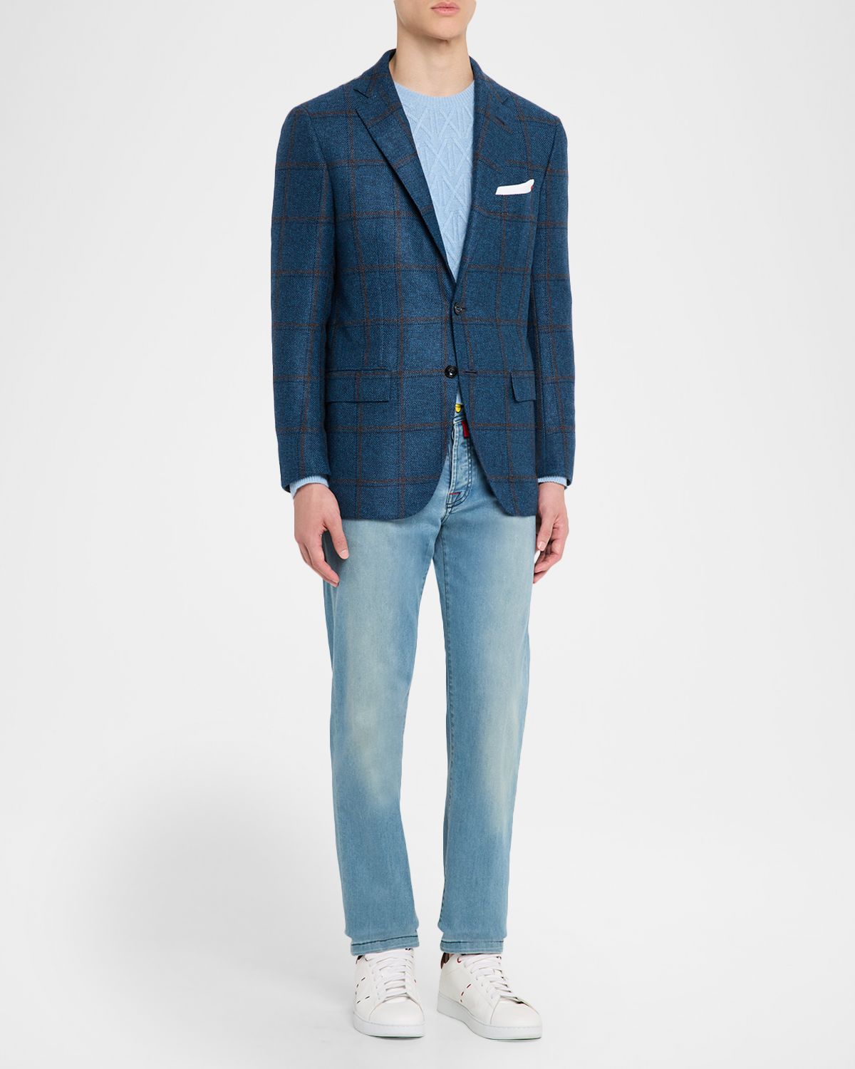 Kiton Men 's Soft Cashmere Plaid Sport Coat