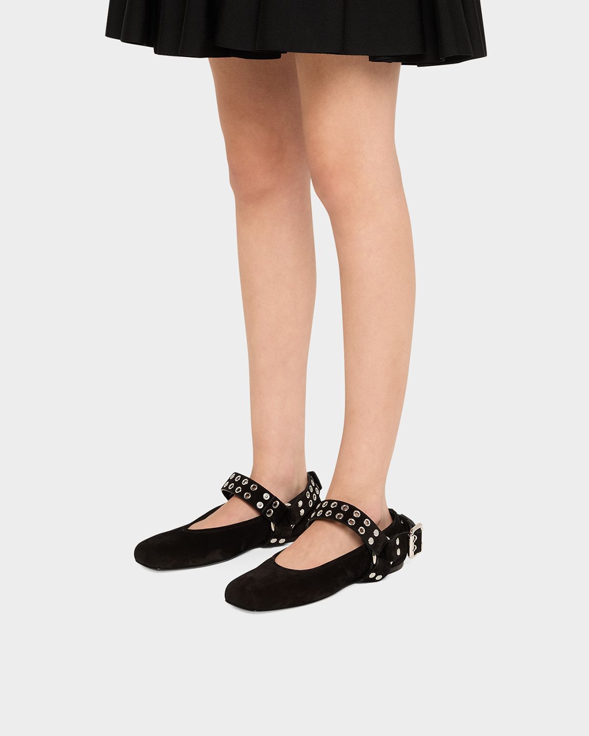 ALAIA Biker Suede Ballerina Flats
