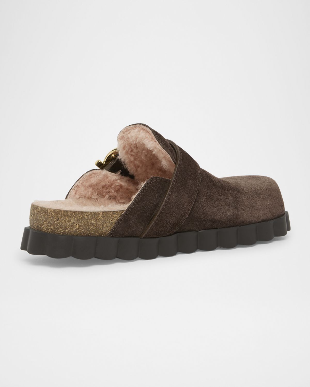 Ferragamo Zaida Merino Wool-Lined Suede Clogs