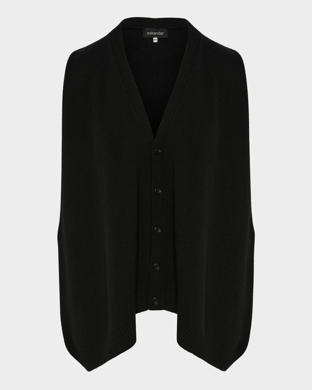 Eskandar Plain Cashmere A-Line Sleeveless V-Neck Cardigan (Mid Plus Length) | Thumbnail 6