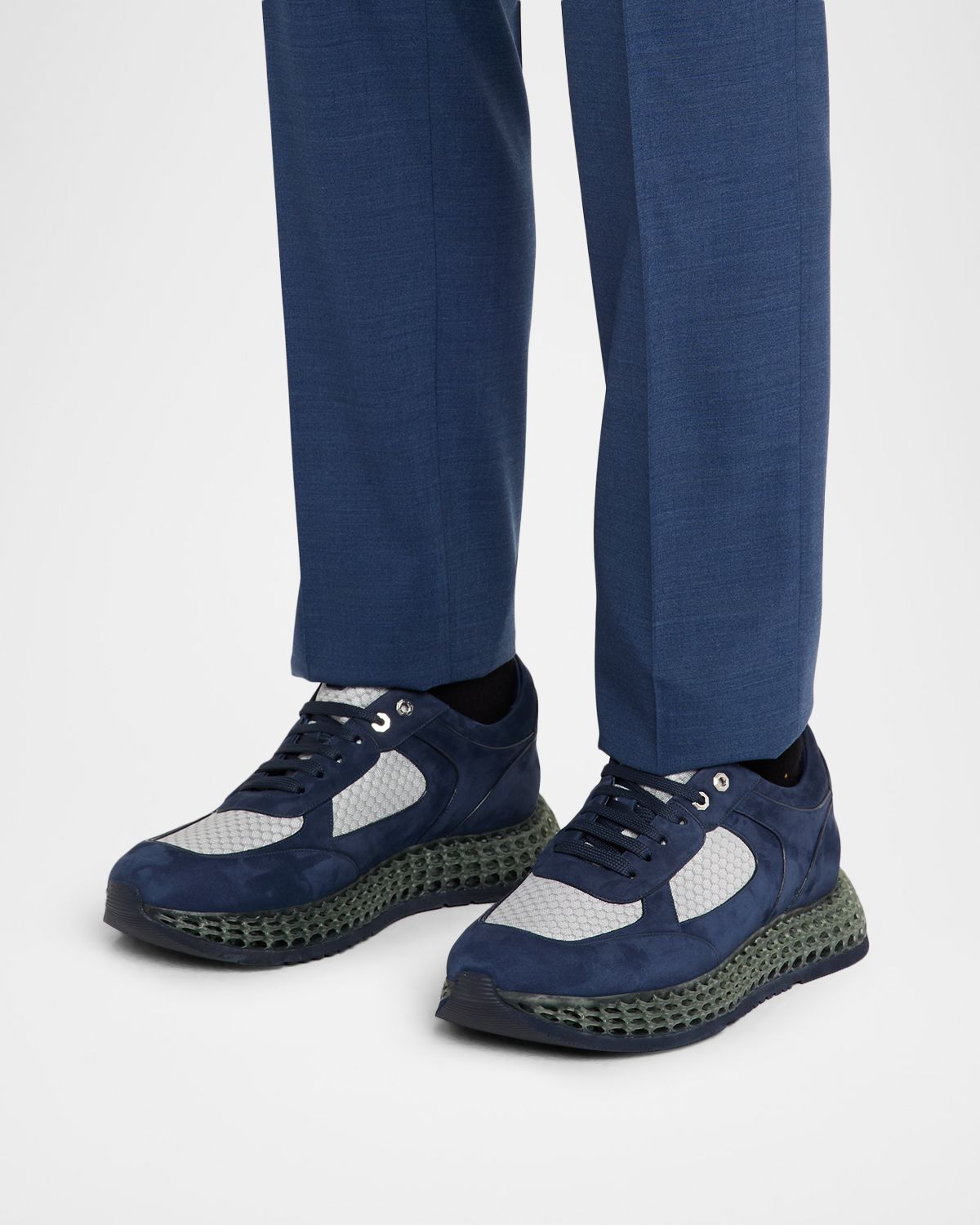 Stefano Ricci Men 's Suede & Technical Fabric Sneakers