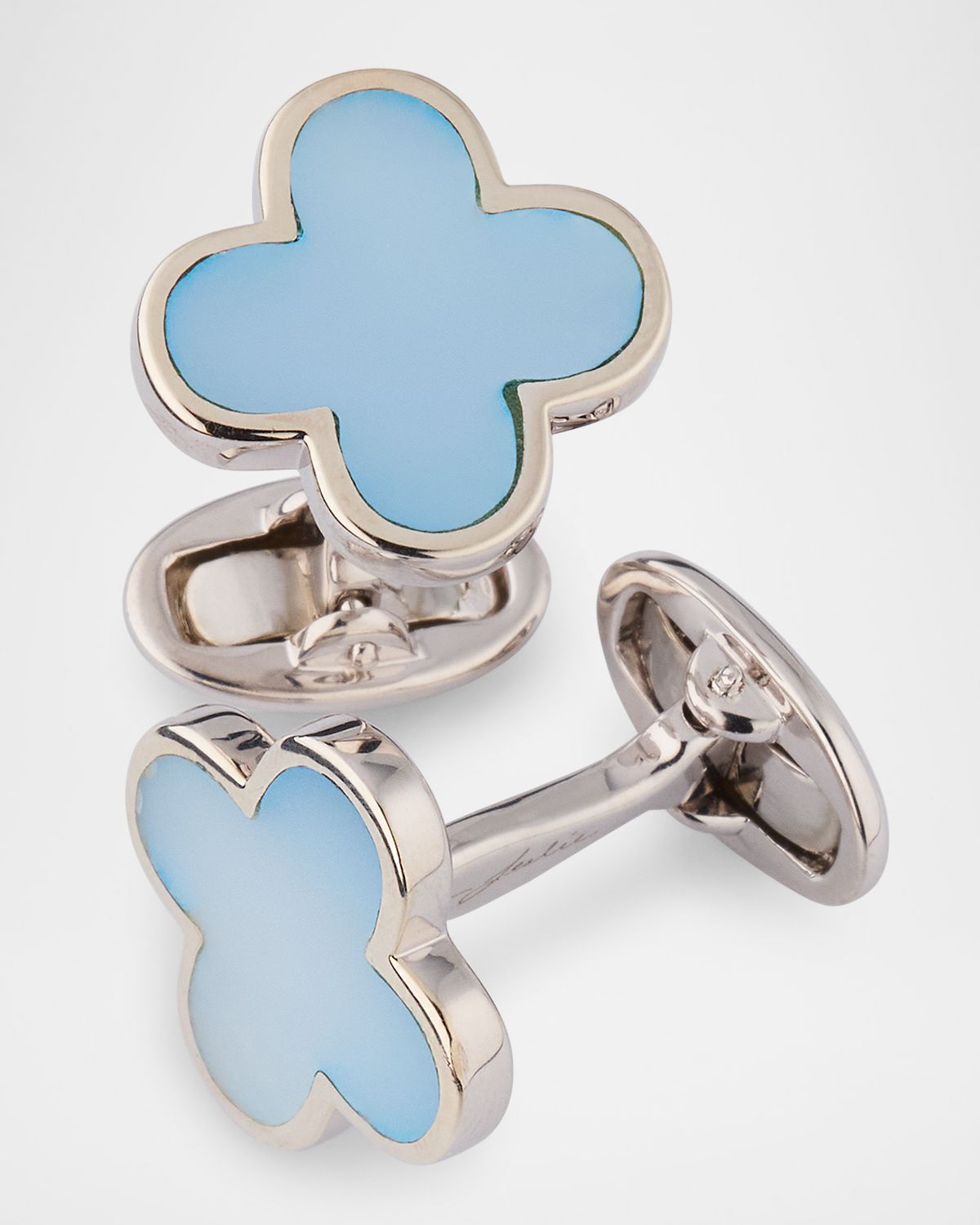 Jan Leslie Men 's 18K Gold Vermeil Blue Mother of Pearl Clover Cufflinks