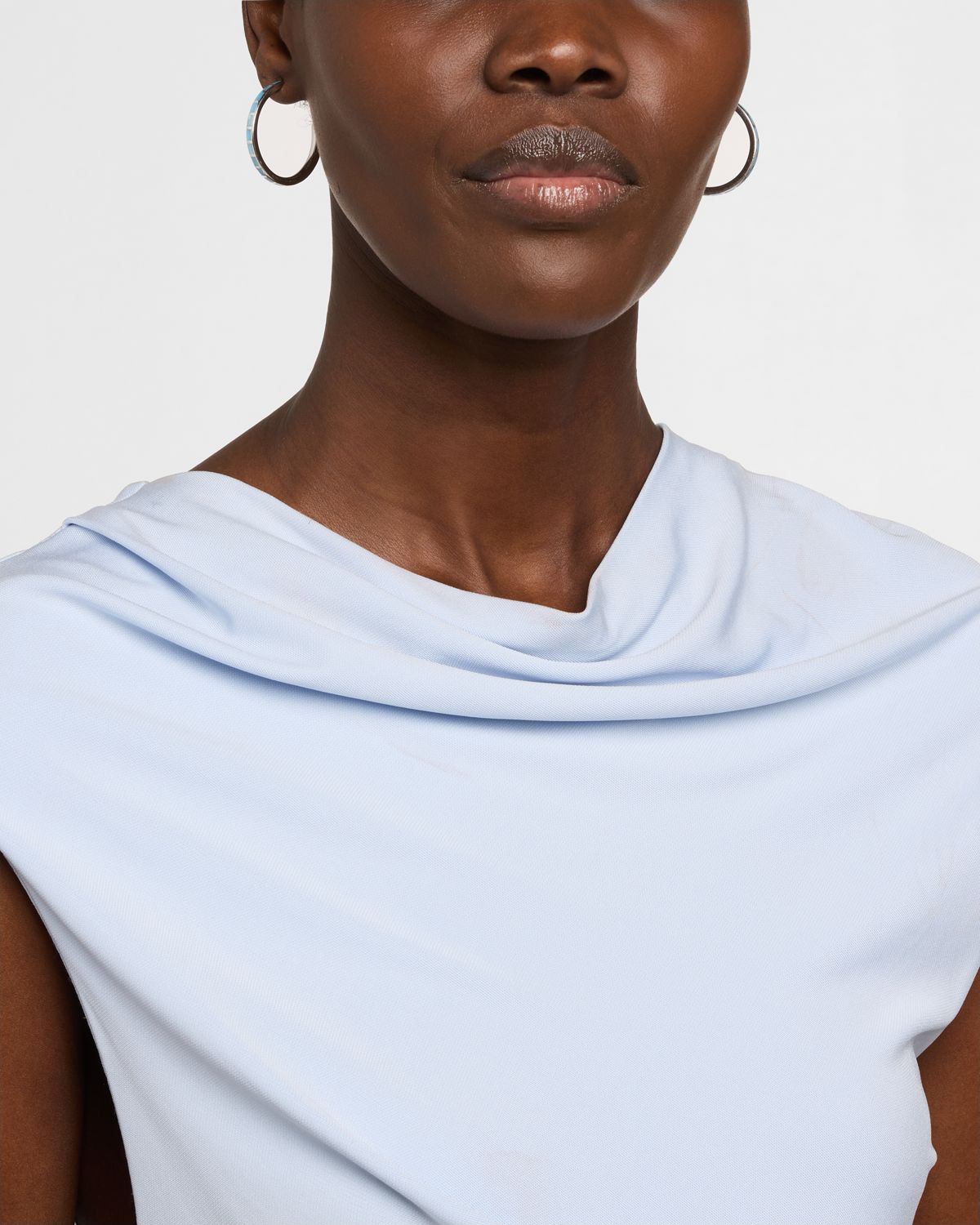 Jan Leslie Blue Mother-of-Pearl Dash Hoop Earrings in Sterling Silver