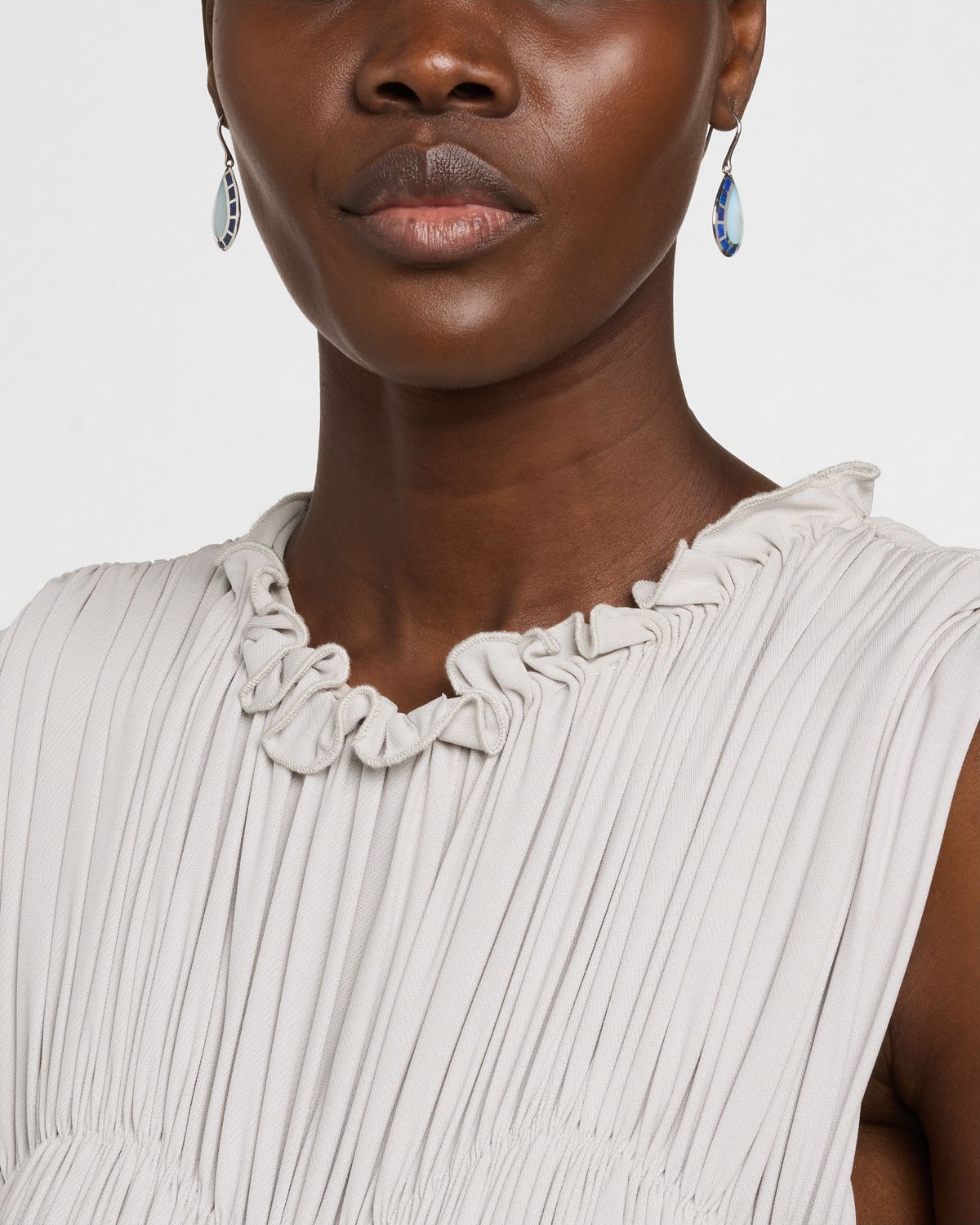 Jan Leslie Lapis and Blue MOP Teardrop Dangle Earrings in Sterling Silver