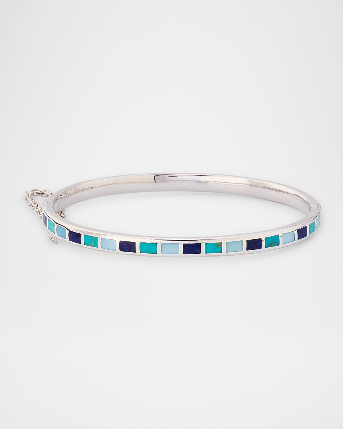 Jan Leslie Lapis, Blue MOP and Turquoise Dash Bangle Bracelet in Sterling Silver