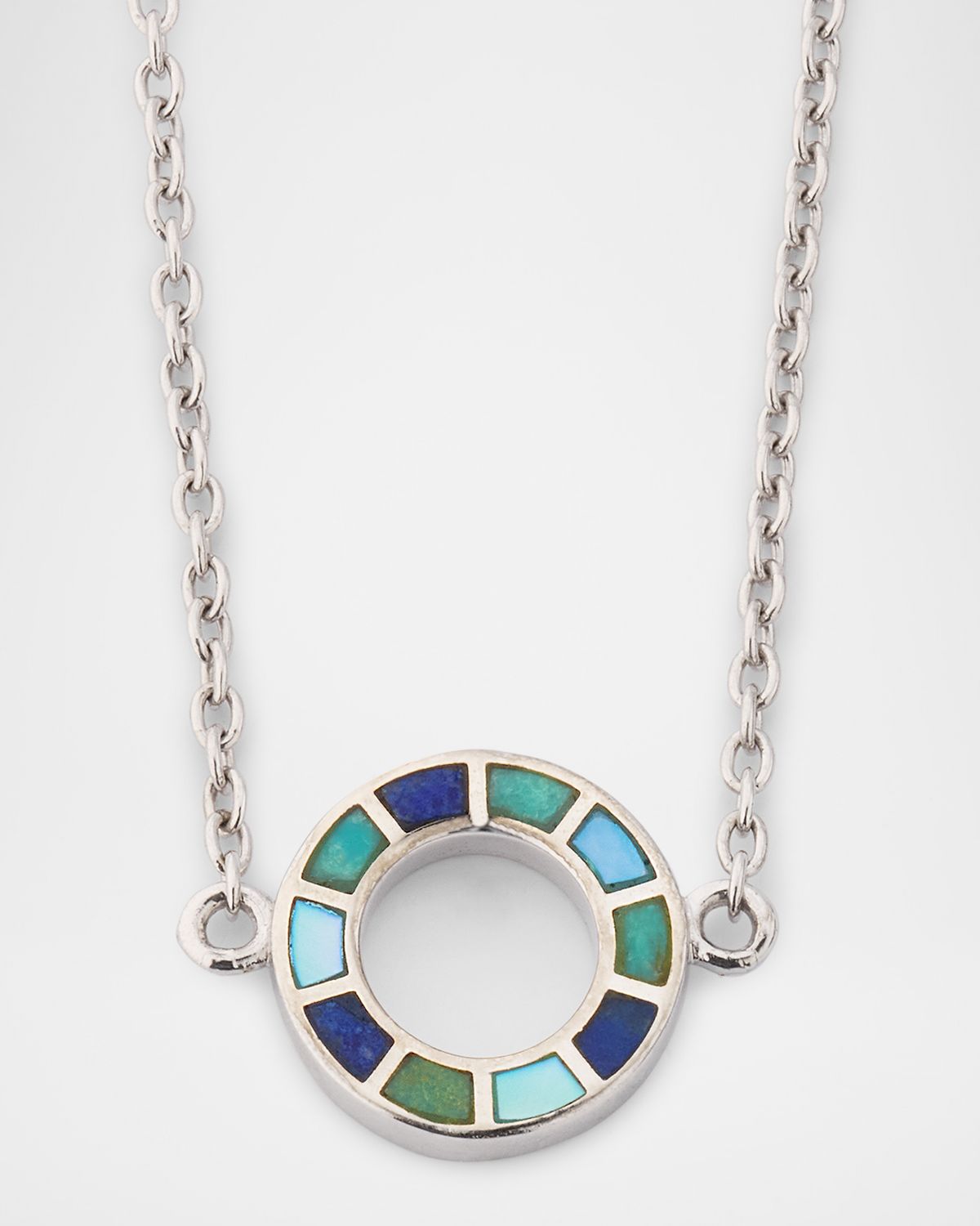 Jan Leslie Lapis, Blue MOP and Turquoise Dash Circle Single Station Necklace
