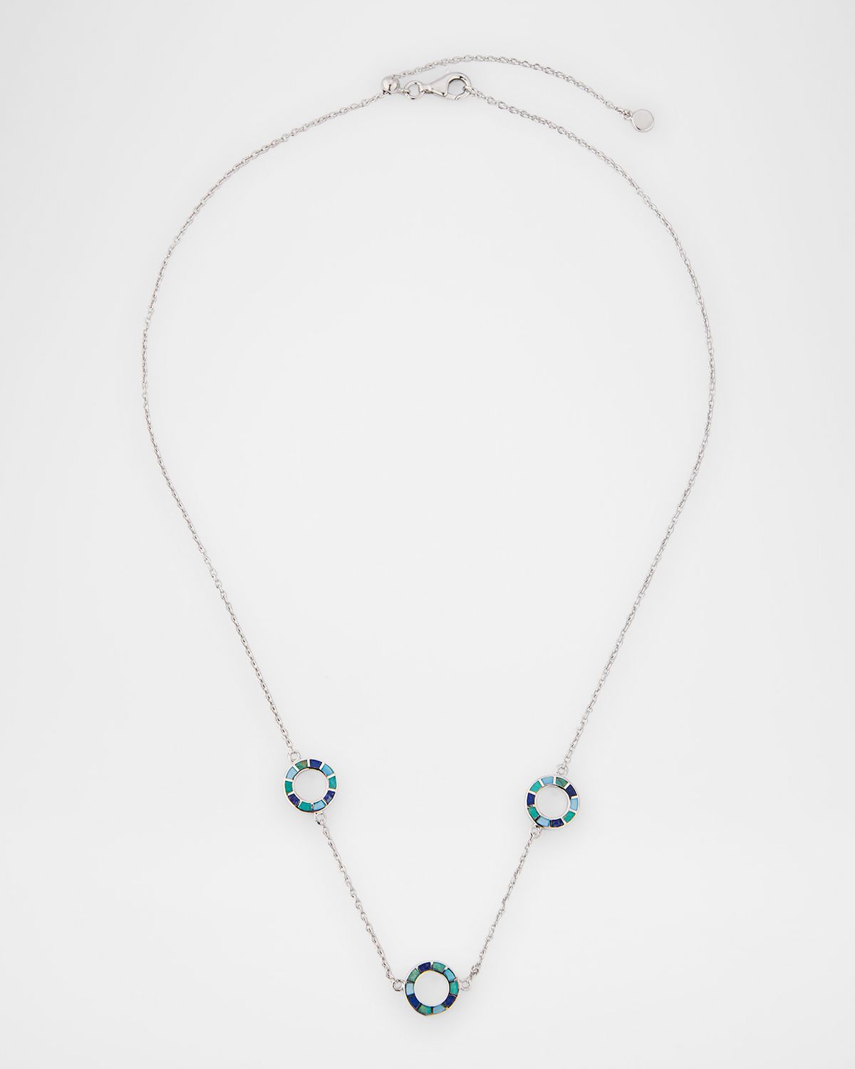 Jan Leslie Lapis, Blue MOP and Turquoise Dash Circle Triple Station Necklace