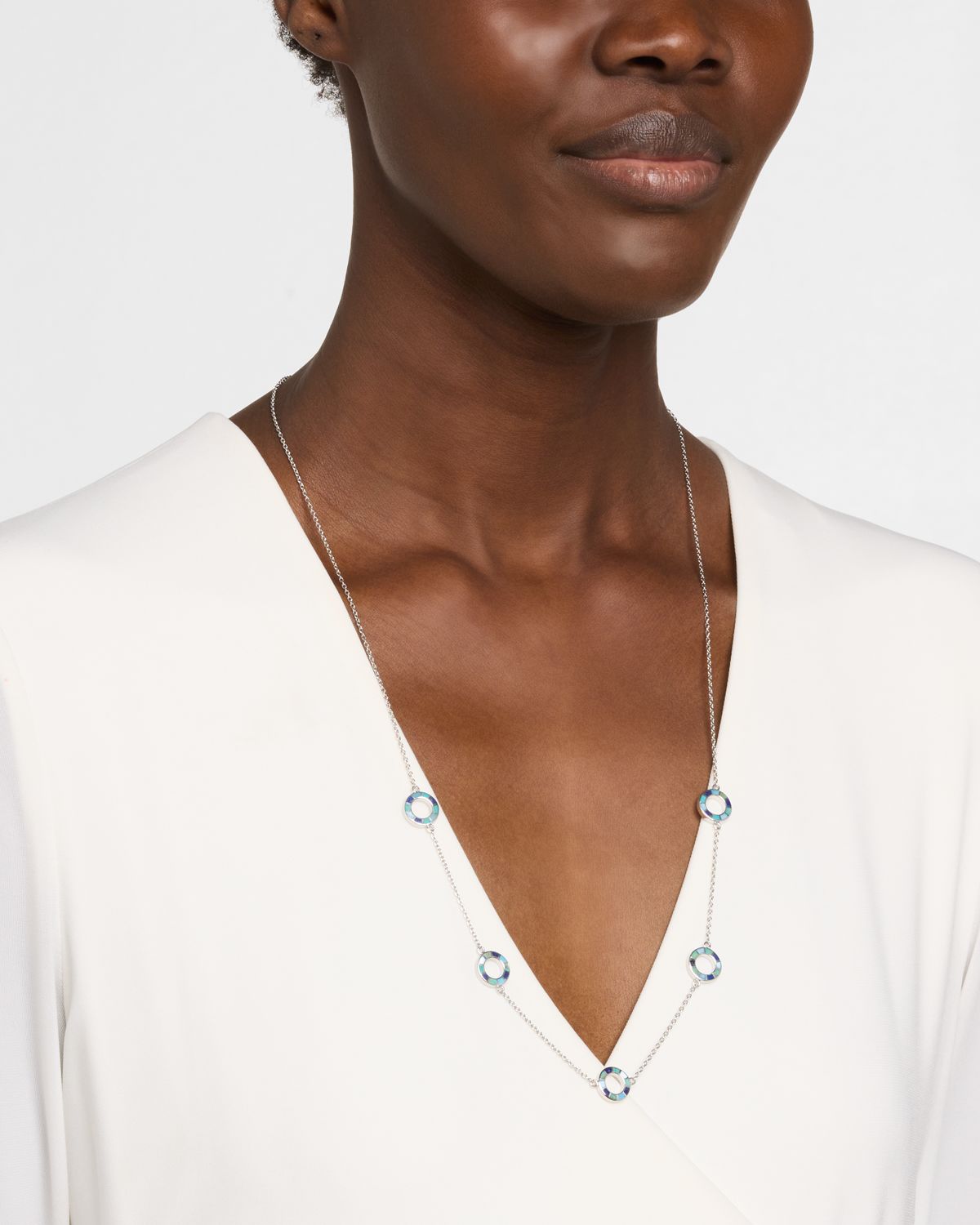 Jan Leslie Lapis, Blue MOP and Turquoise Dash Circle Five-Station Necklace