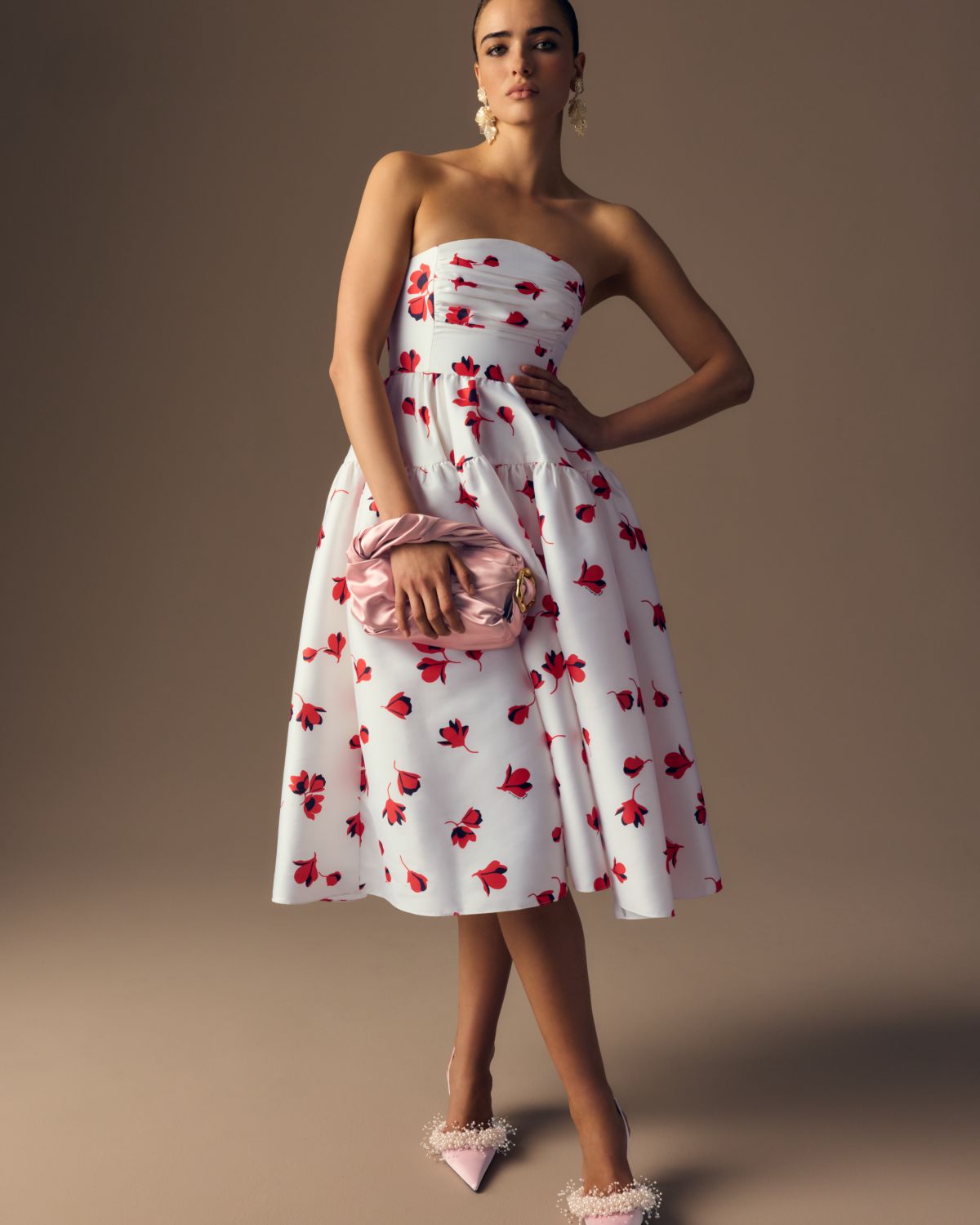 Self-Portrait Floral Taffeta Midi Dress