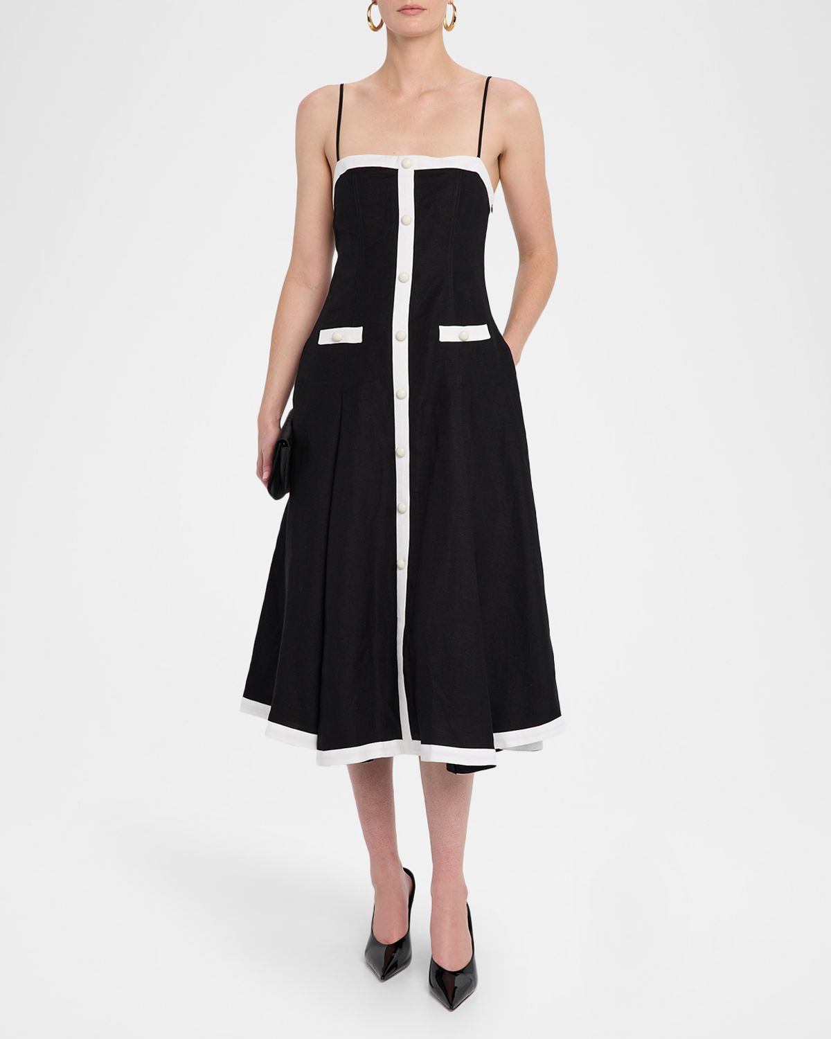 SIMKHAI Cordelia Sleeveless Button-Front Midi Dress