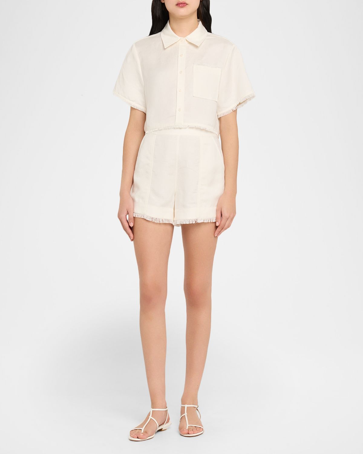 SIMKHAI Dax Fringe Linen-Blend Shorts