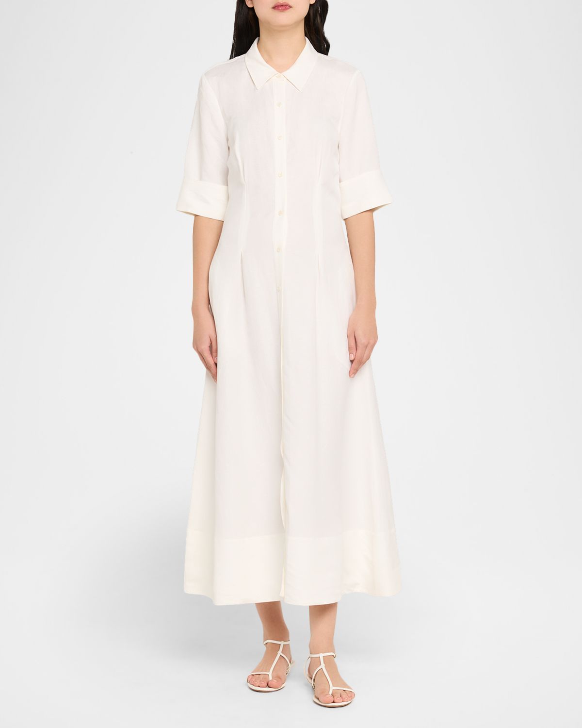 SIMKHAI Claudine Linen-Blend Midi Shirtdress