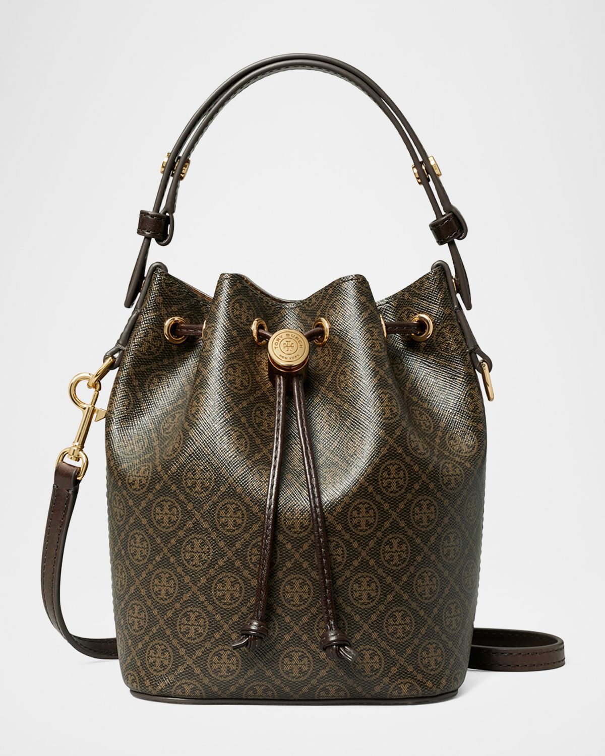Tory Burch Mini T Monogram Coated Canvas Bucket Bag