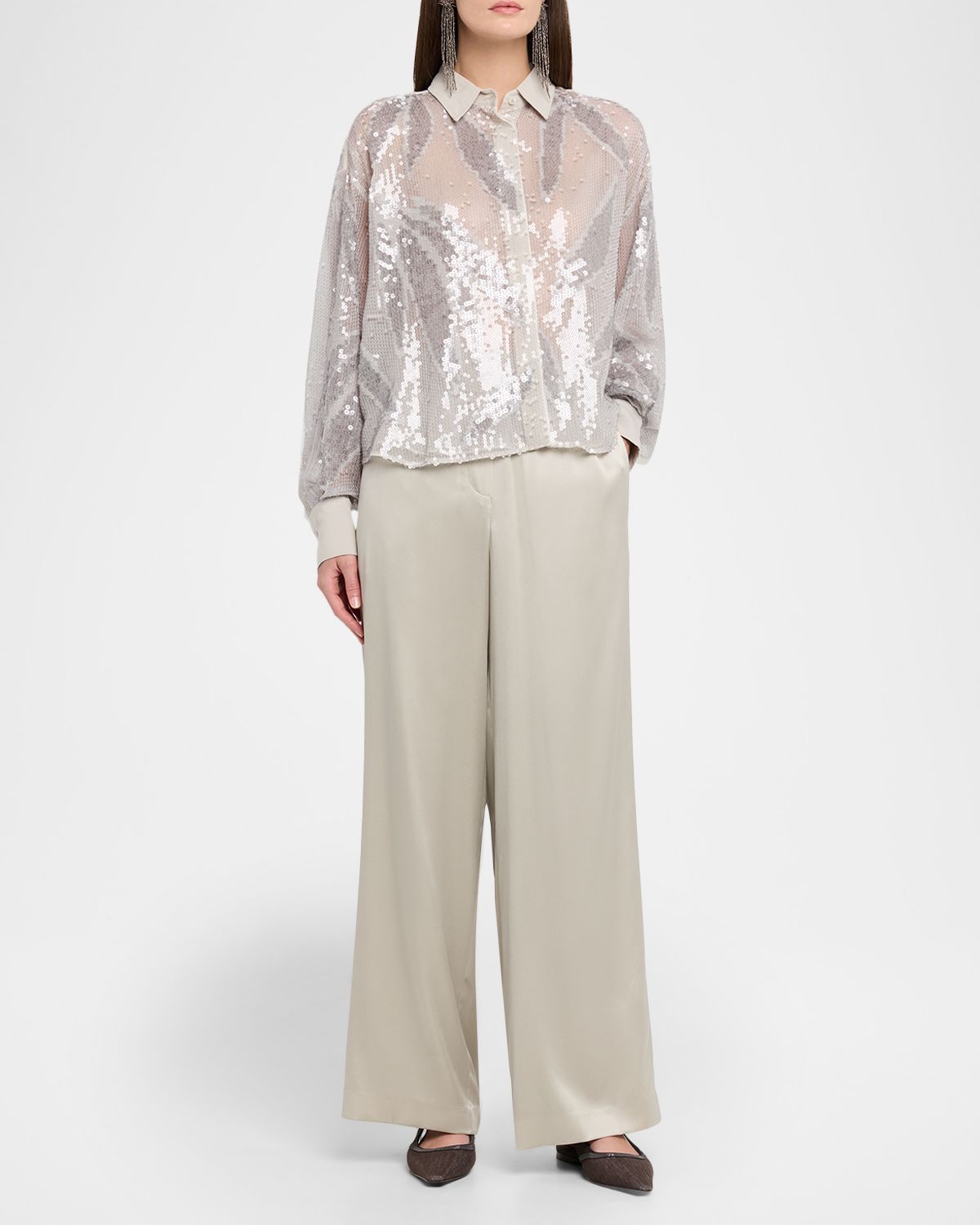 Brunello Cucinelli Stretch Silk Satin Track Trousers