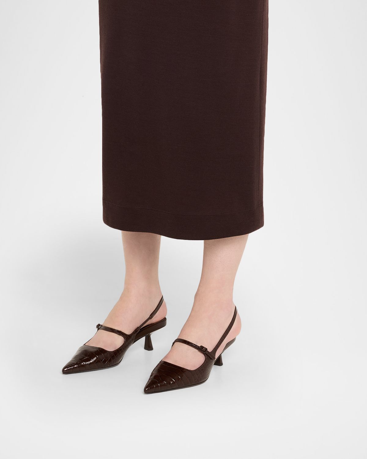 Jimmy Choo Didi 45 Croc-Embossed Leather Slingback Pumps