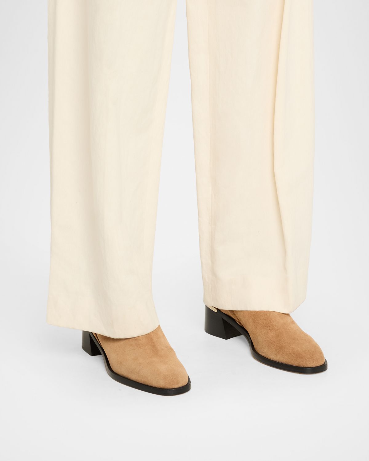 Jimmy Choo Noor 45 Suede Pearly-Button Ankle Booties