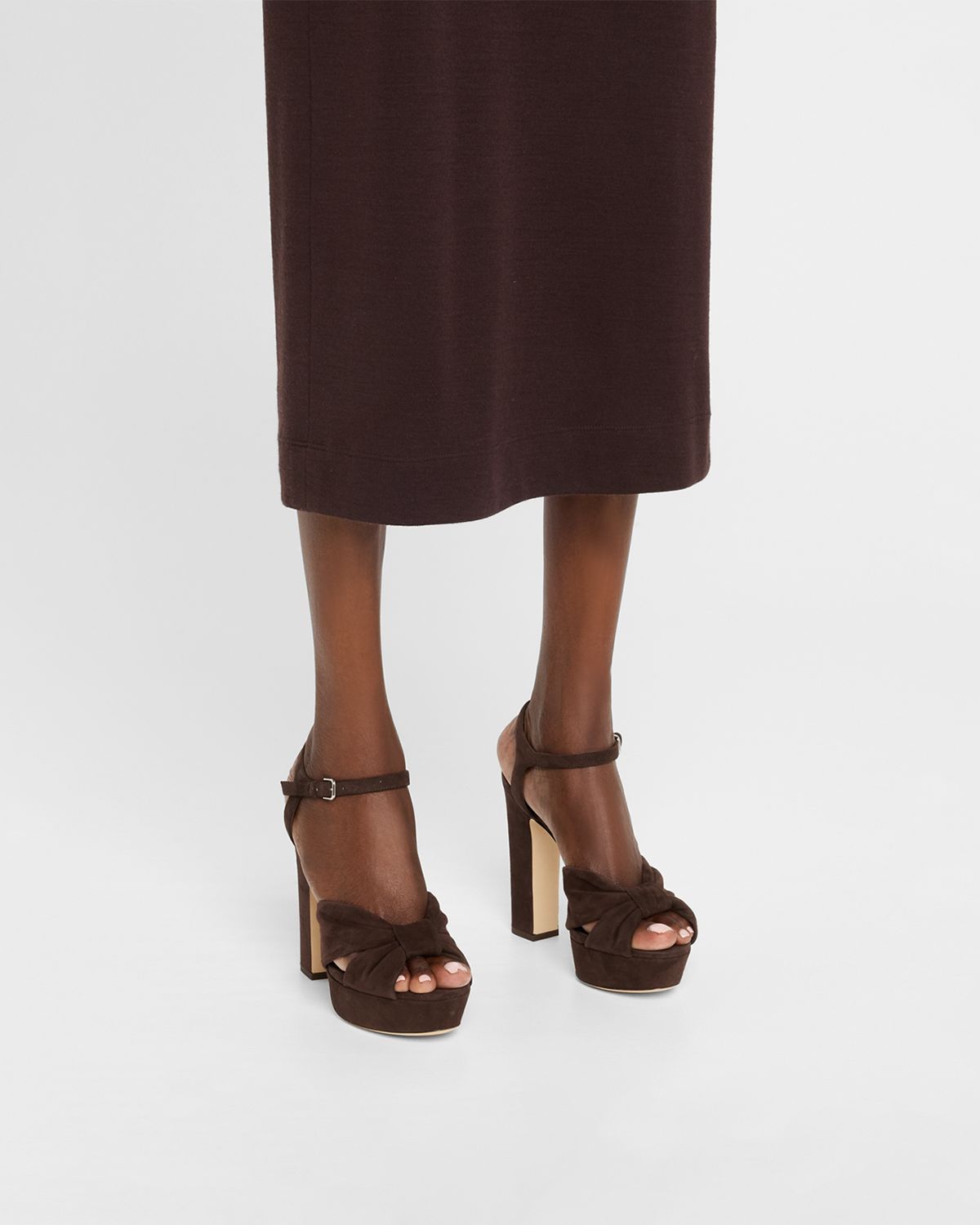 Jimmy Choo Heloise 120 Suede Ankle-Strap Platform Sandals