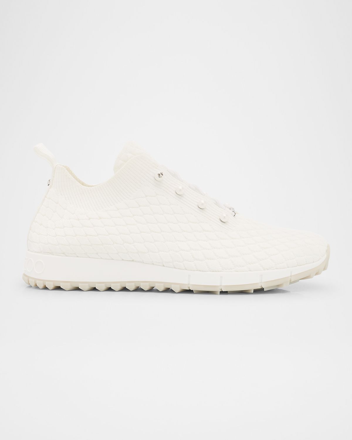 Jimmy Choo Veles Cotton Knit Pearly Stud Sneakers
