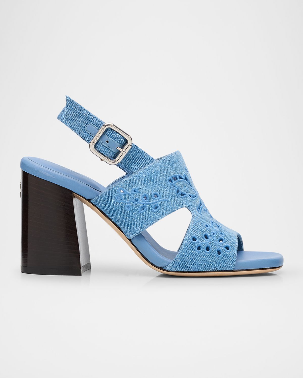 Jimmy Choo Anaise 85 Denim Embroidered Sandals