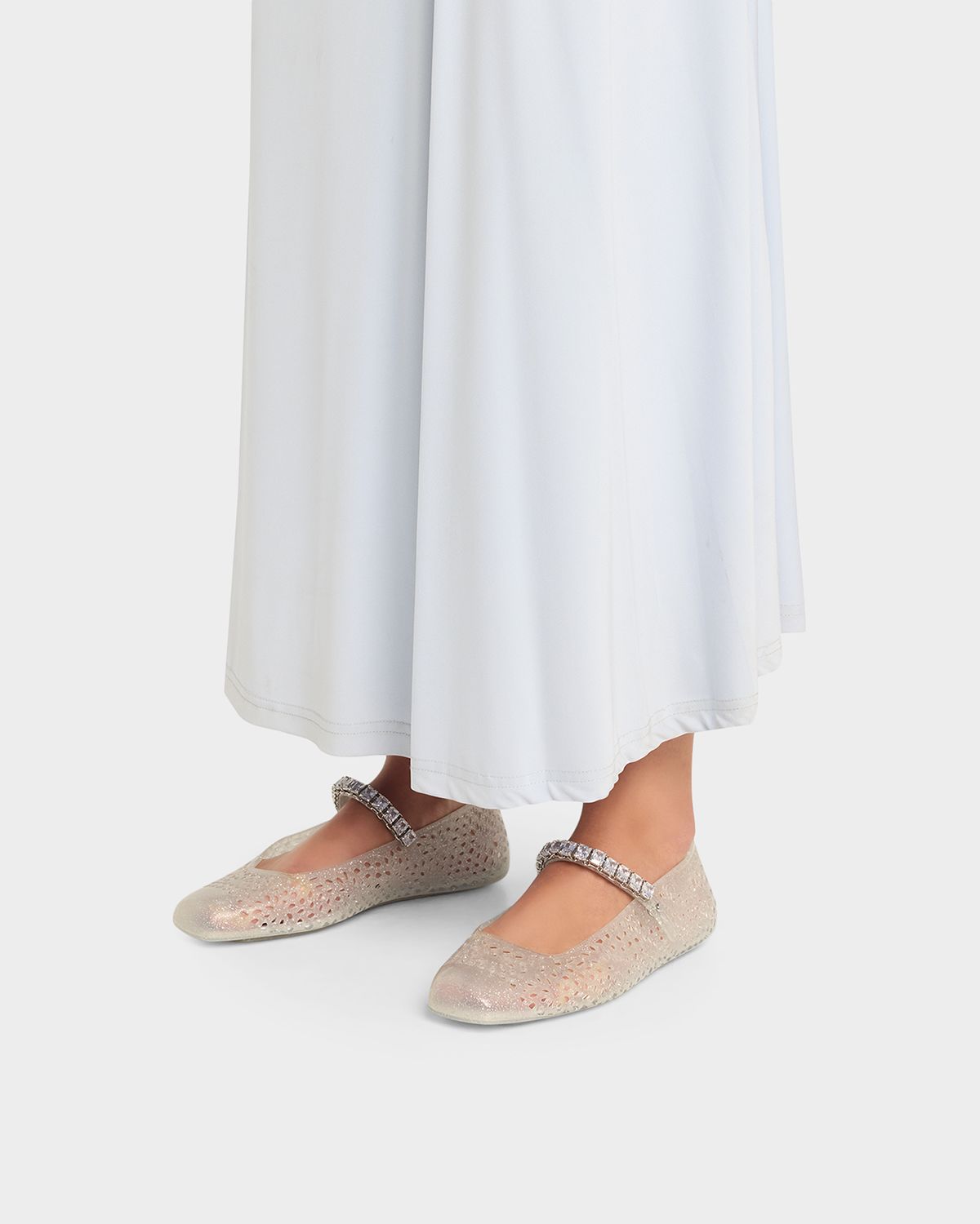 Jimmy Choo The Jelly Glitter Crystal-Strap Ballerina Flats